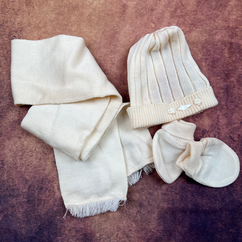 Girls Cream Beanie Hat, Scarf Gloves Set 1605A1 Anna's Boutique
