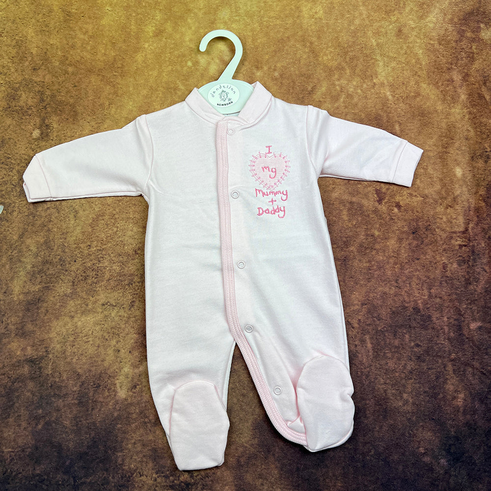 I Love Mummy Daddy Girls Baby Grow AV1322 Pink Newborn Only