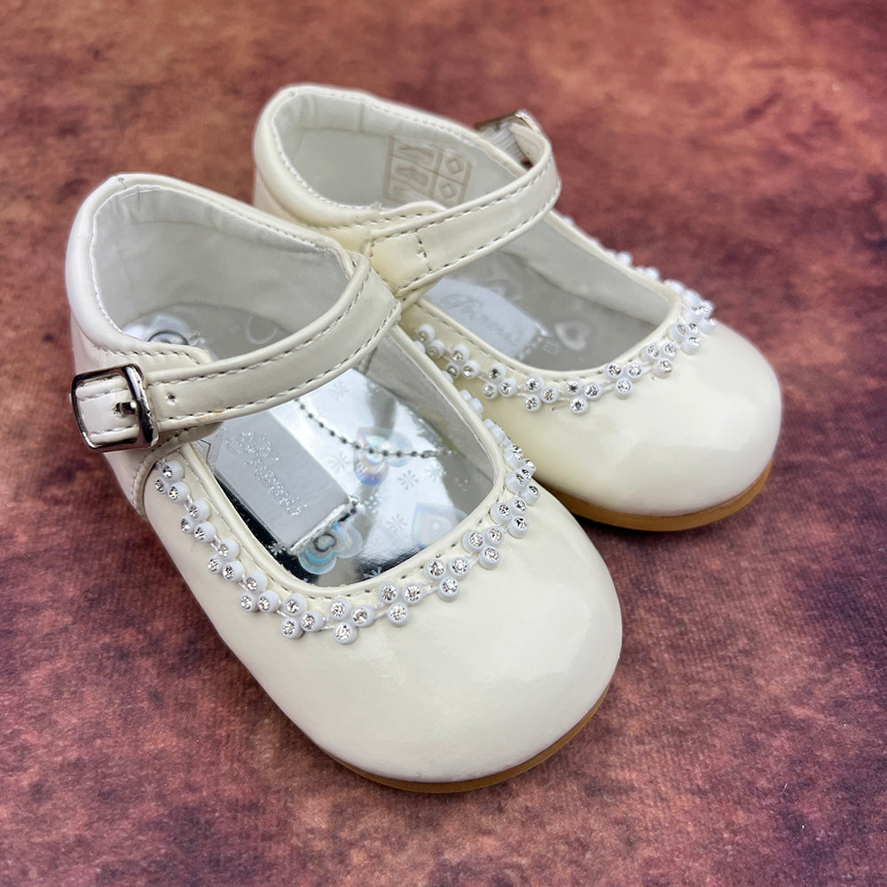 Ivory Diamante Shoes For Baby Girls 8832