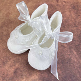 KGPFB Girls Christening Shoes White
