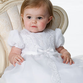 Sarah Louise Christening Robe And Bonnet 001165 White Worn By Girl