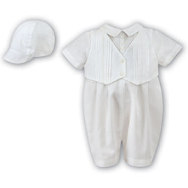 Sarah Louise Romper And Cap 002210 Ivory