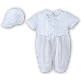 Sarah Louise Romper And Cap 002210 White