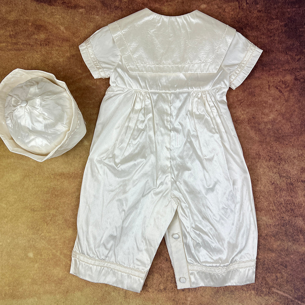 Angels And Fishes Boys Christening Romper George Ivory