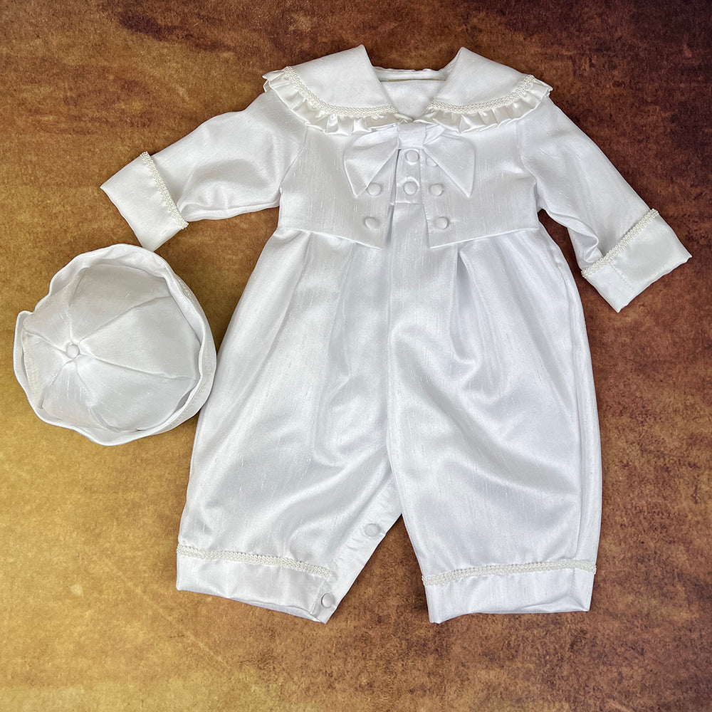 Angels And Fishes Boys Christening Romper Little Prince White