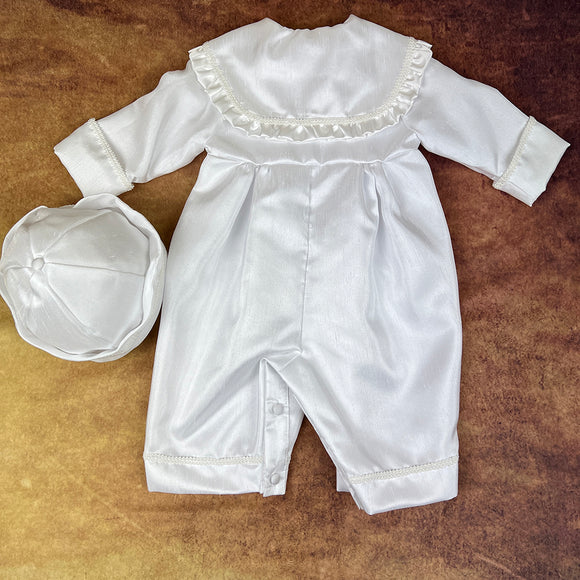 Angels And Fishes Boys Christening Romper Little Prince White