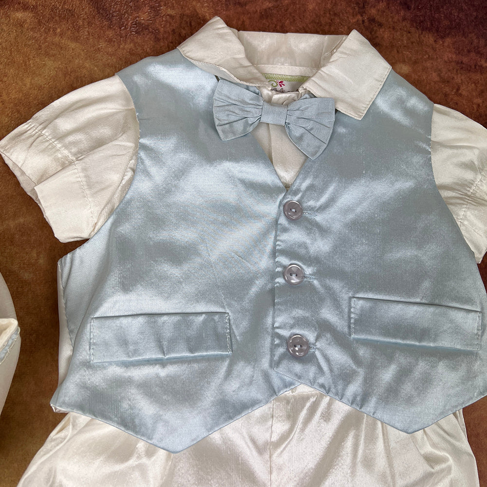 Angels And Fishes Boys Christening Suit Gabriel Ivory Blue