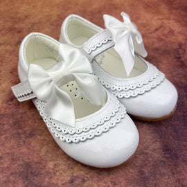 White Leather Shoes With Bow for Girls Charlotte