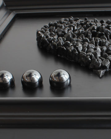 Black Tourmaline & Hematite Healing Crystal Heart Artwork