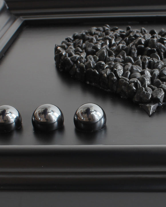 Black Tourmaline & Hematite Healing Crystal Heart Artwork