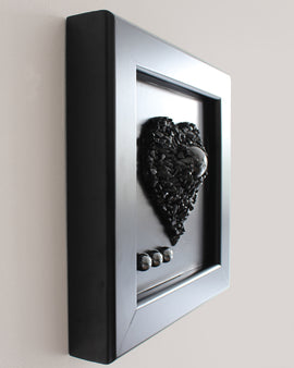 Black Tourmaline, Shungite Heart Hematite crystal art