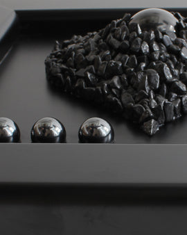 Black Tourmaline, Shungite Heart Hematite healing crystal wall art