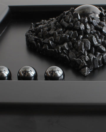 Black Tourmaline, Shungite Heart Hematite healing crystal wall art