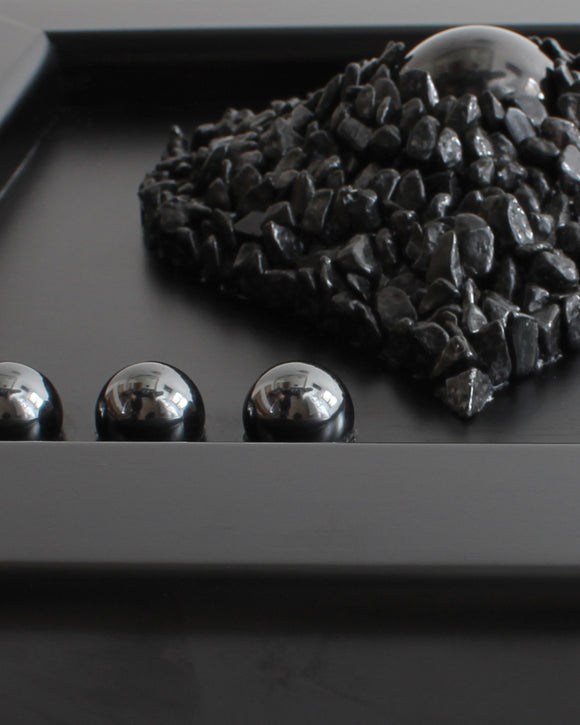 Black Tourmaline, Shungite Heart Hematite healing crystal wall art