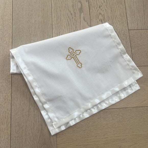 Catholic Christening Cloth White Gold