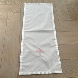 Catholic Christening Cloth White Pink