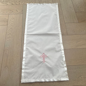 Catholic Christening Cloth White Pink