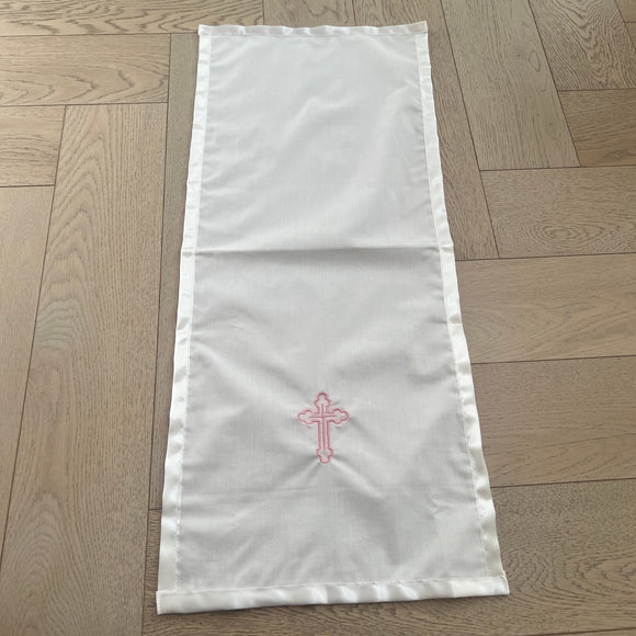 Catholic Christening Cloth White Pink