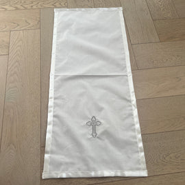Catholic Christening Cloth White Silver