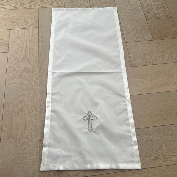 Catholic Christening Cloth White Silver