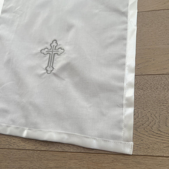 Catholic Christening Cloth White Silver