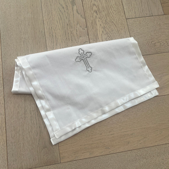Catholic Christening Cloth White Silver