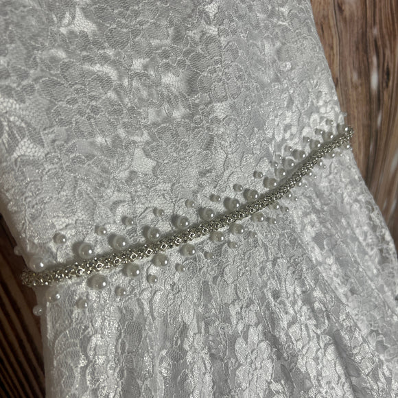 Cerimonia White Communion Bridesmaid Flower Girl Dress Evelyn Detail 1