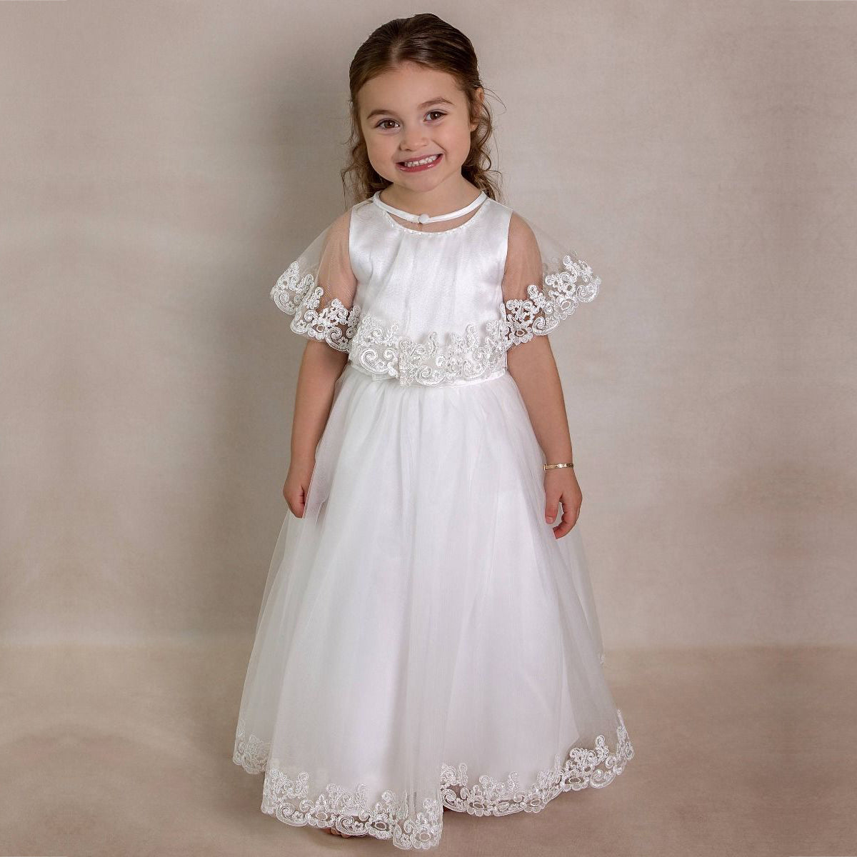 Claire Sevva Flower Girl Dress White