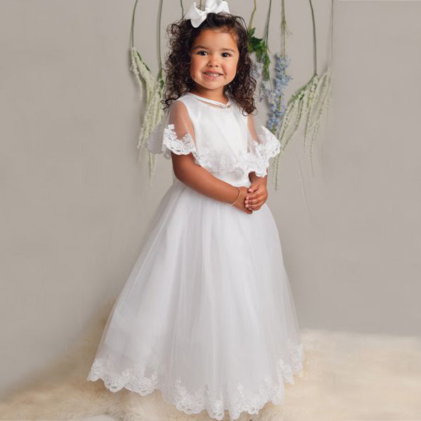 Claire Sevva Flower Girl Dress White