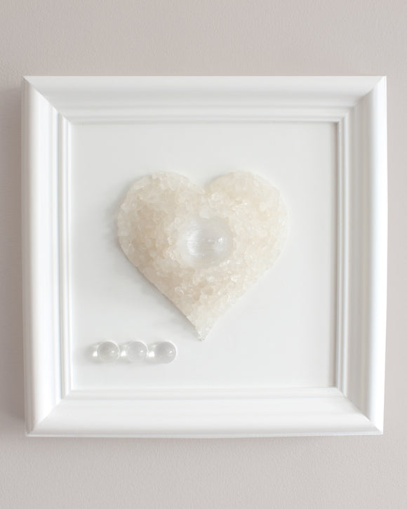 Clear Quartz & Selenite Crystal Heart perfect gift