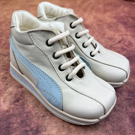 First Steps By Emily Boys Trainer Boots Cream Blue 1847G