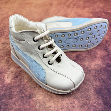 First Steps By Emily Boys Trainer Boots Cream Blue 1847G