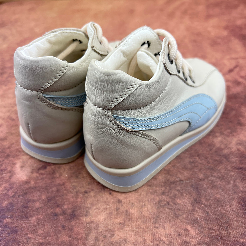 First Steps By Emily Boys Trainer Boots Cream Blue 1847G