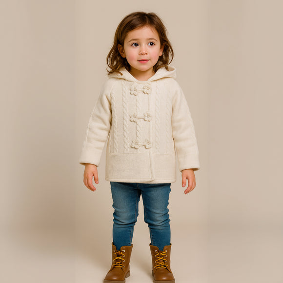 Girls Thick Hoodie Cardigan 847 Ivory