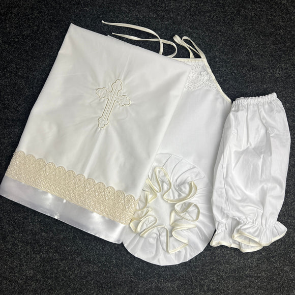 Greek Orthodox Miropania Ladopana Sheet Underwear Cross Off White Girls