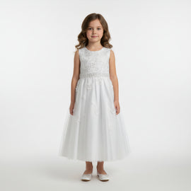 Linzi Jay Communion Bridesmaid Flower Girl Dress White