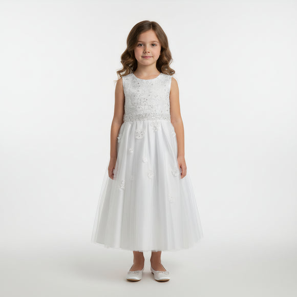 Linzi Jay Communion Bridesmaid Flower Girl Dress White