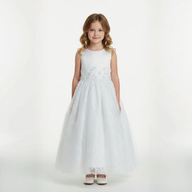 White Communion Bridesmaid Flower Girl Dress