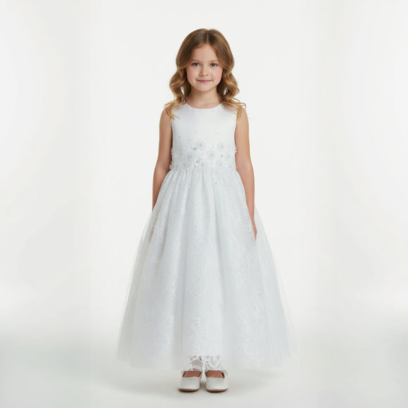 White Communion Bridesmaid Flower Girl Dress