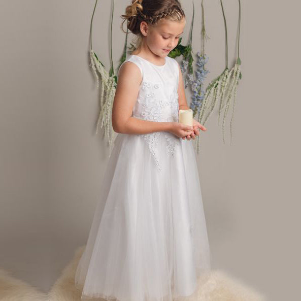 Lucky Sevva Flower Girl Dress White