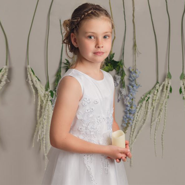 Lucky Sevva Flower Girl Dress White