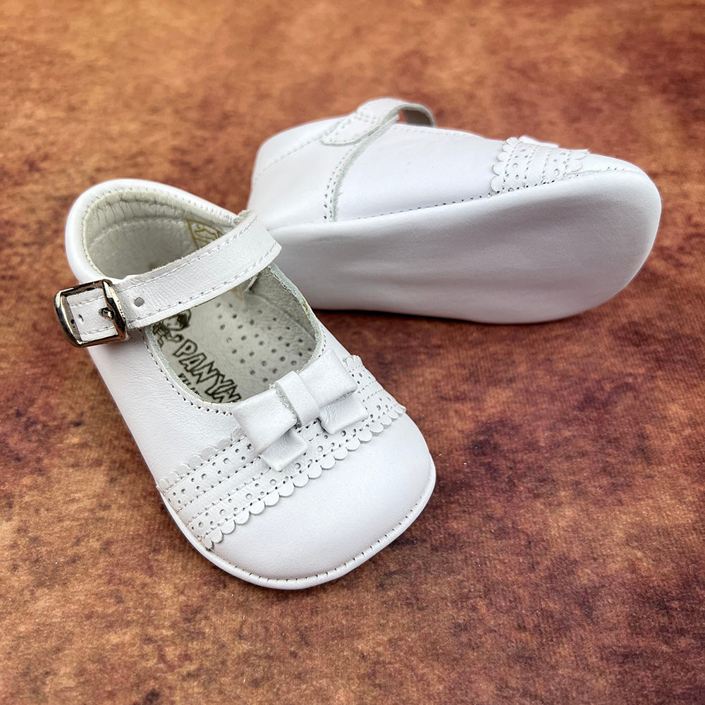 Baby Girls Soft Leather White Shoes A1333 - UK Size 0 Only - 0