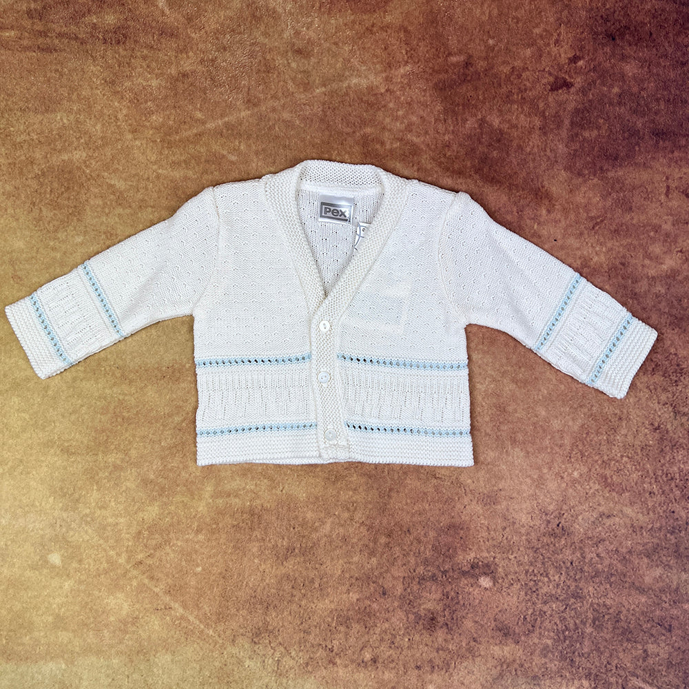 Pex Boys Cardigan Ivory Blue Stephen