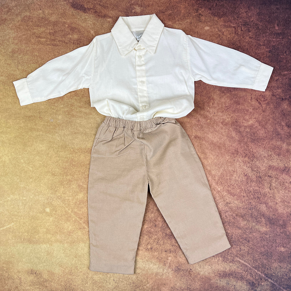 Pretty Originals Boys Three Piece Set Ivory Brown BB5137