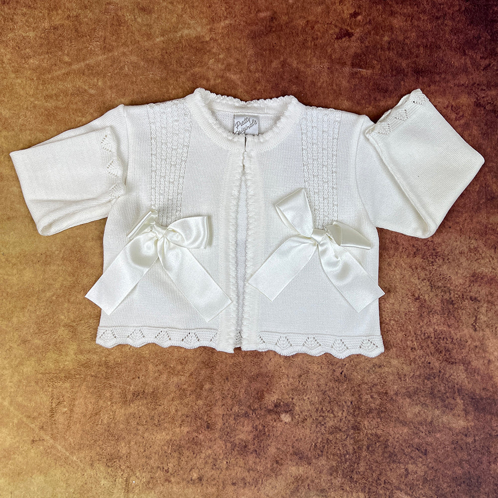 Gilet Blanc Fille Cardigan Boléro Pour Fille Manches Froncées