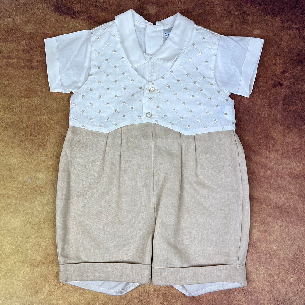 Pretty Originals Romper Set White Brown D7372