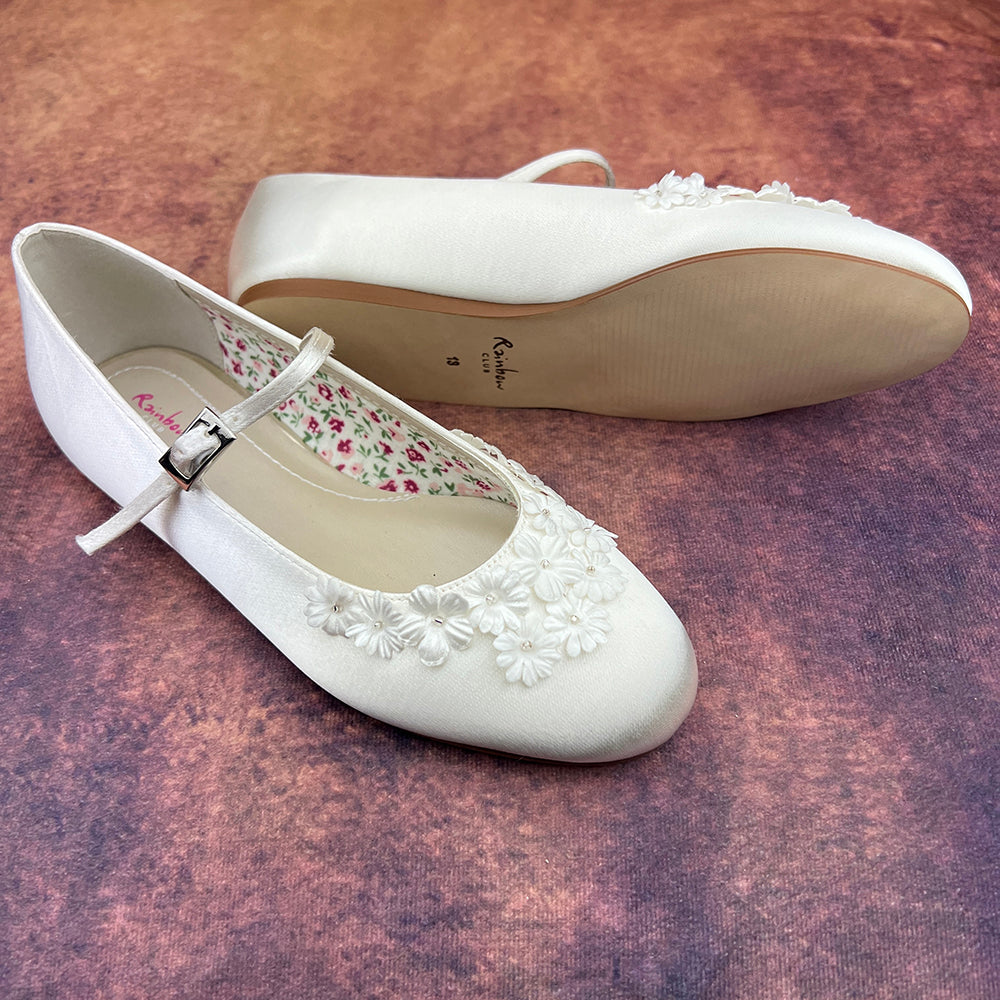 Rainbow Club Girls Flat Shoes Ivory Summer