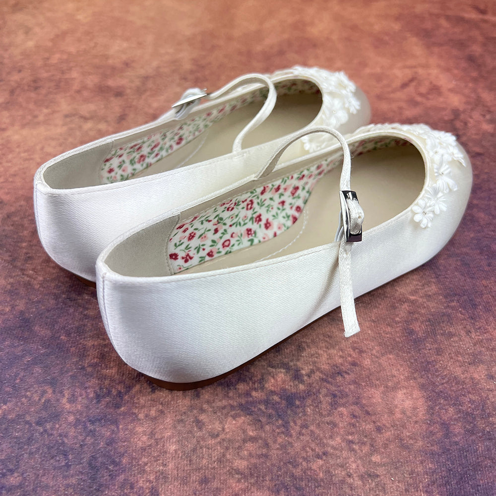 Rainbow Club Girls Flat Shoes Ivory Summer