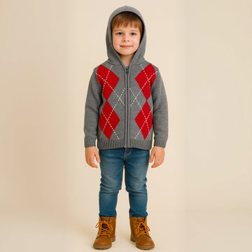 Sarah Louise Boys Thick Hoodie Cardigan 009556 Grey