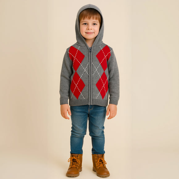 Sarah Louise Boys Thick Hoodie Cardigan 009556 Grey